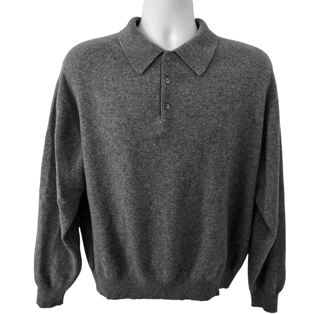 Woods & Gray Mens 100% Cashmere Polo Pullover Sweater Preppy Classic